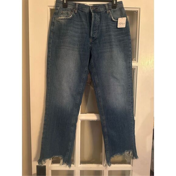 Free People Maggie Mid-Rise Straight Leg Bondi Blue size 27 cropped new - Picture 7 of 7